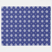 einfache blumenfeste blaue Muster Retro kleine Blu Fleecedecke (Vorderseite (Horizontal))