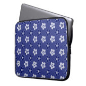 einfache blumenfeste blaue Muster Retro kleine Blu Laptopschutzhülle (Vorderseite Links)