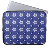 einfache blumenfeste blaue Muster Retro kleine Blu Laptopschutzhülle (Vorderseite)