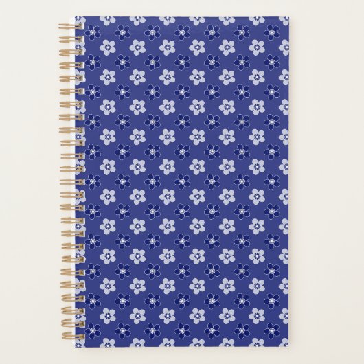 einfache blumenfeste blaue Muster Retro kleine Blu Planer (Vorderseite)