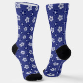 einfache blumenfeste blaue Muster Retro kleine Blu Socken (Gewinkelt)