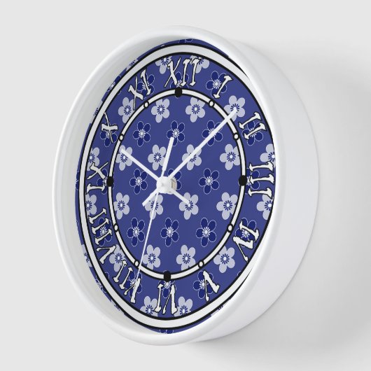 einfache blumenfeste blaue Muster Retro kleine Blu Uhr (Winkel)