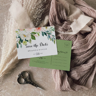 Einfache Blumenfolien Save the Date horizontal Postkarte