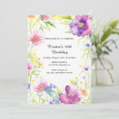 Einfache Blumengeburt Einladung (Stehend Vorderseite)
