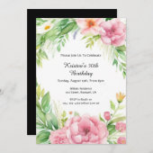 Einfache Blumengeburt Einladung (Vorne/Hinten)