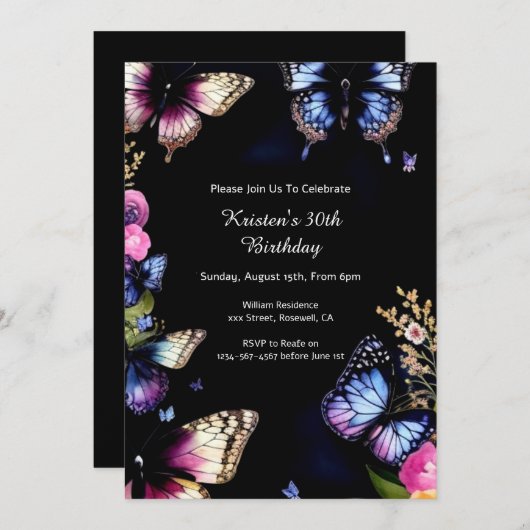 Einfache Blumengeburt Einladung (Vorne/Hinten)