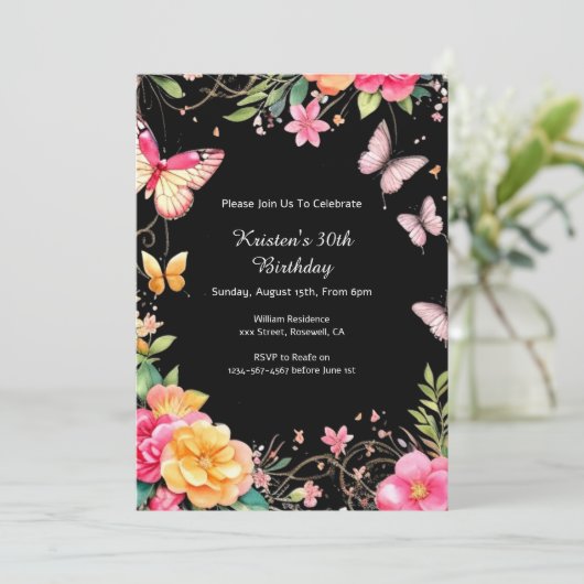 Einfache Blumengeburt Einladung (Stehend Vorderseite)