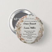 Einfache blumengemalte weiche Hochzeitseinladung Button (Vorne & Hinten)