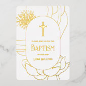 Einfache Blumengoldtaufen Einladung (Vorderseite)