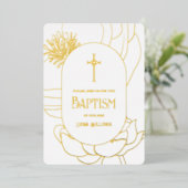 Einfache Blumengoldtaufen Einladung (Stehend vorne)