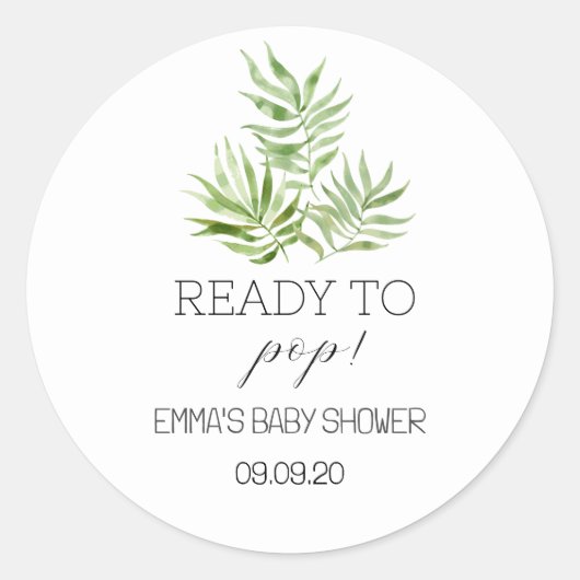 Einfache Blumengrün für den Pop Babydusche Runder Aufkleber (Vorderseite)