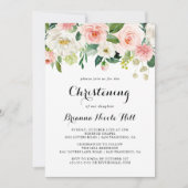 Einfache Blumengrünkalligraphie Christening Einladung (Vorderseite)