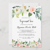 Einfache Blumengrünkalligraphie Sip and See Einladung (Vorderseite)