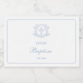 Einfache Blumenhellblauer Taufe Alkoholflaschenetikett (Einzelnes Label)