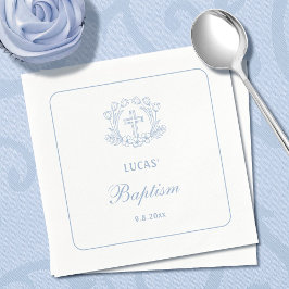 Einfache Blumenhellblauer Taufe Serviette