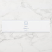 Einfache Blumenhellblauer Taufe Wasserflaschenetikett (Einzelnes Label)