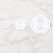 Einfache Blumenhellblauer Tauftisch Konfetti (Vorderseiten)