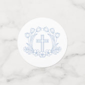 Einfache Blumenhellblauer Tauftisch Konfetti (Klein Vorderseite)