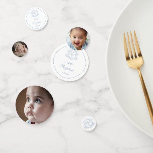 Einfache Blumenhellblauer Tauftisch Konfetti (Gruppe)