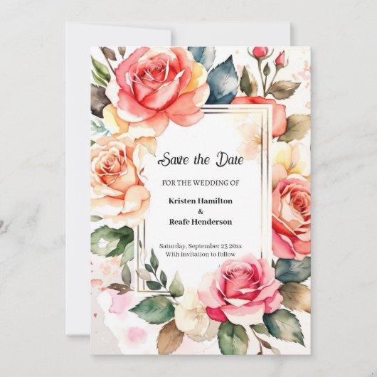 Einfache Blumenhochzeit Das Datum speichern Save The Date (Vorderseite)