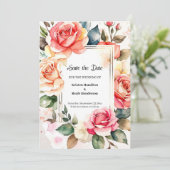 Einfache Blumenhochzeit Das Datum speichern Save The Date (Stehend Vorderseite)