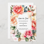Einfache Blumenhochzeit Das Datum speichern Save The Date (Vorne/Hinten)