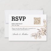 Einfache Blumenhochzeit RSVP I QR Code Elegante Ka Karte (Vorderseite)
