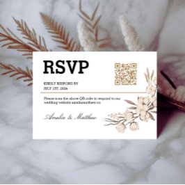 Einfache Blumenhochzeit RSVP I QR Code Elegante Ka Karte