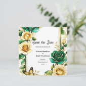 Einfache Blumenhochzeit Speichern Sie die Datumska Save The Date (Stehend Vorderseite)