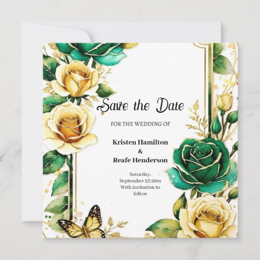Einfache Blumenhochzeit Speichern Sie die Datumska Save The Date (Vorderseite)