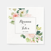 Einfache Blumenkalligrafie-Hochzeit Serviette (Vorderseite)