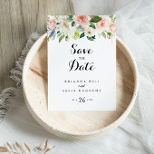 Einfache Blumenkalligraphie Save the Date Postkarte