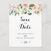 Einfache Blumenkalligraphie Save the Date Postkarte (Vorderseite)