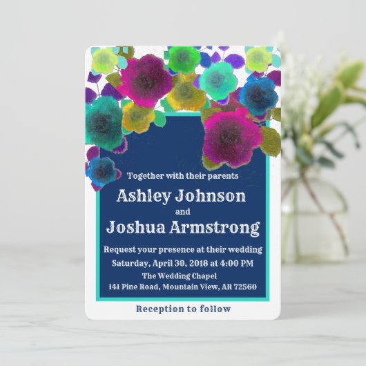 einfache Blumenkaskade Einladung (Stehend Vorderseite)