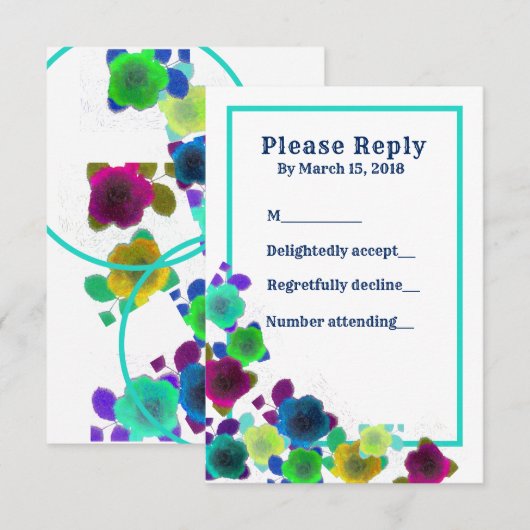 Einfache Blumenkaskadeneinladungs-Antwortkarte Einladung (Vorne/Hinten)
