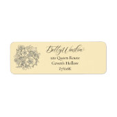 Einfache Blumenlinie Art Black Peach Rücksendeadre (Vorne)