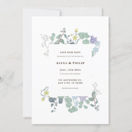 Einfache blumenminimalistische Hochzeit Einladung