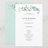 Einfache blumenminimalistische Hochzeitsprogramme (Vorne/Hinten)