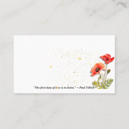 Einfache Blumenmohn-Karriere Visitenkarte (Rückseite)