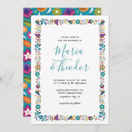 Einfache Blumenmuster im mexikanischen Stil Hochze Einladung