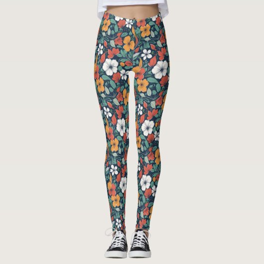 Einfache Blumenmuster Leggings (Vorderseite)