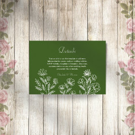 Einfache, blumenolivgrüne Hochzeitskarte Begleitkarte