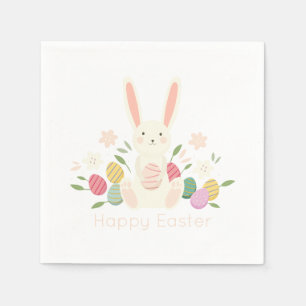 Einfache Blumenpapierserviette OSTERHASEN-  Serviette