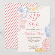 Einfache Blumenpinke Girl Sip und Babydusche