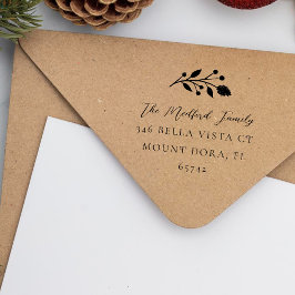 Einfache Blumenrig Elegante Script-Adresse Gummistempel