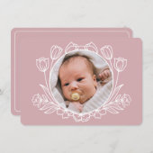 Einfache Blumenrosa Taufe Dankeschön Karte (Vorne/Hinten)