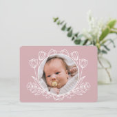 Einfache Blumenrosa Taufe Dankeschön Karte (Stehend Vorderseite)