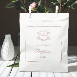 Einfache Blumenrosa-Taufe Geschenktütchen