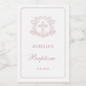 Einfache Blumenrosa-Taufe Weinetikett (Einzelnes Label)