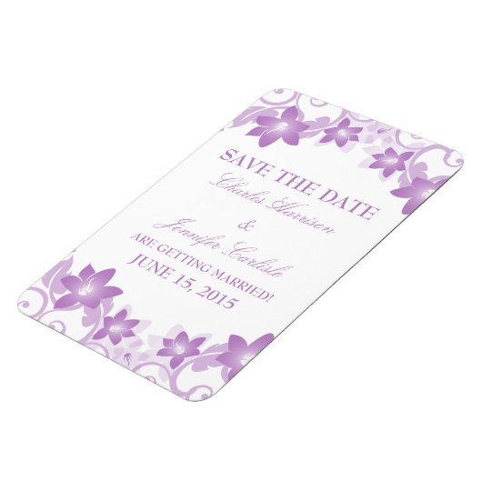 Einfache Blumenschrift Speichern Sie das Datumsfen Magnet (Linke Seite)